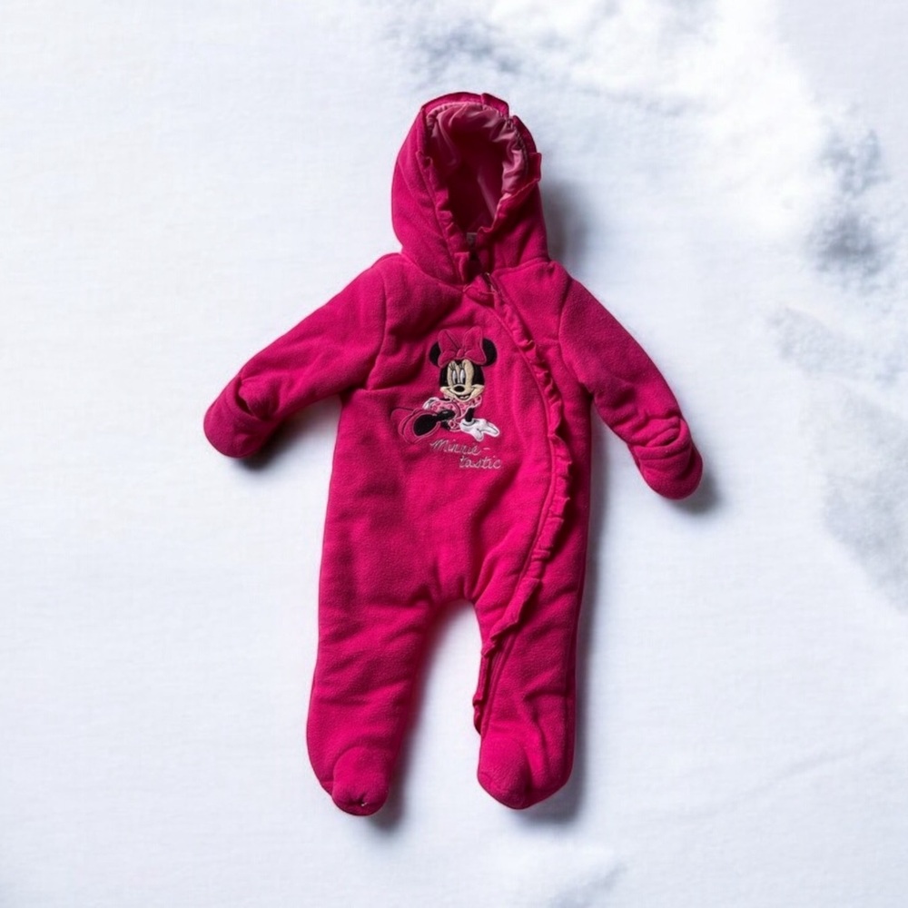 ⭐️ Disney Baby 6/9 pink Minnie Mouse 100% polyester. Winter outfit. Lightweight